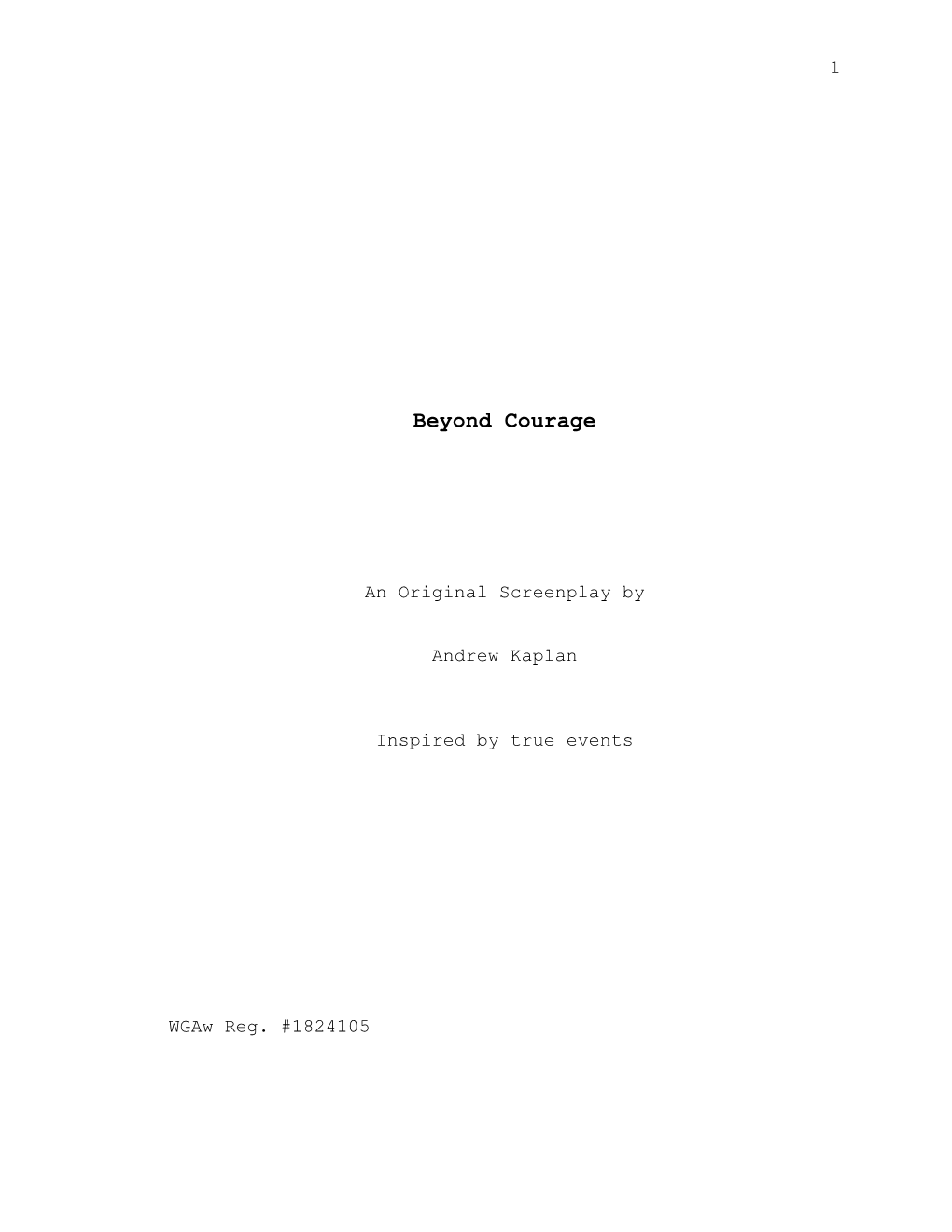 Beyond Courage Screenplay 2016