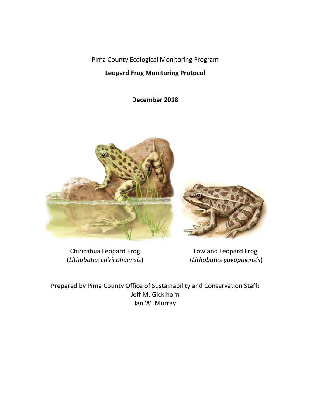 Pima County Ecological Monitoring Program Leopard Frog Monitoring Protocol