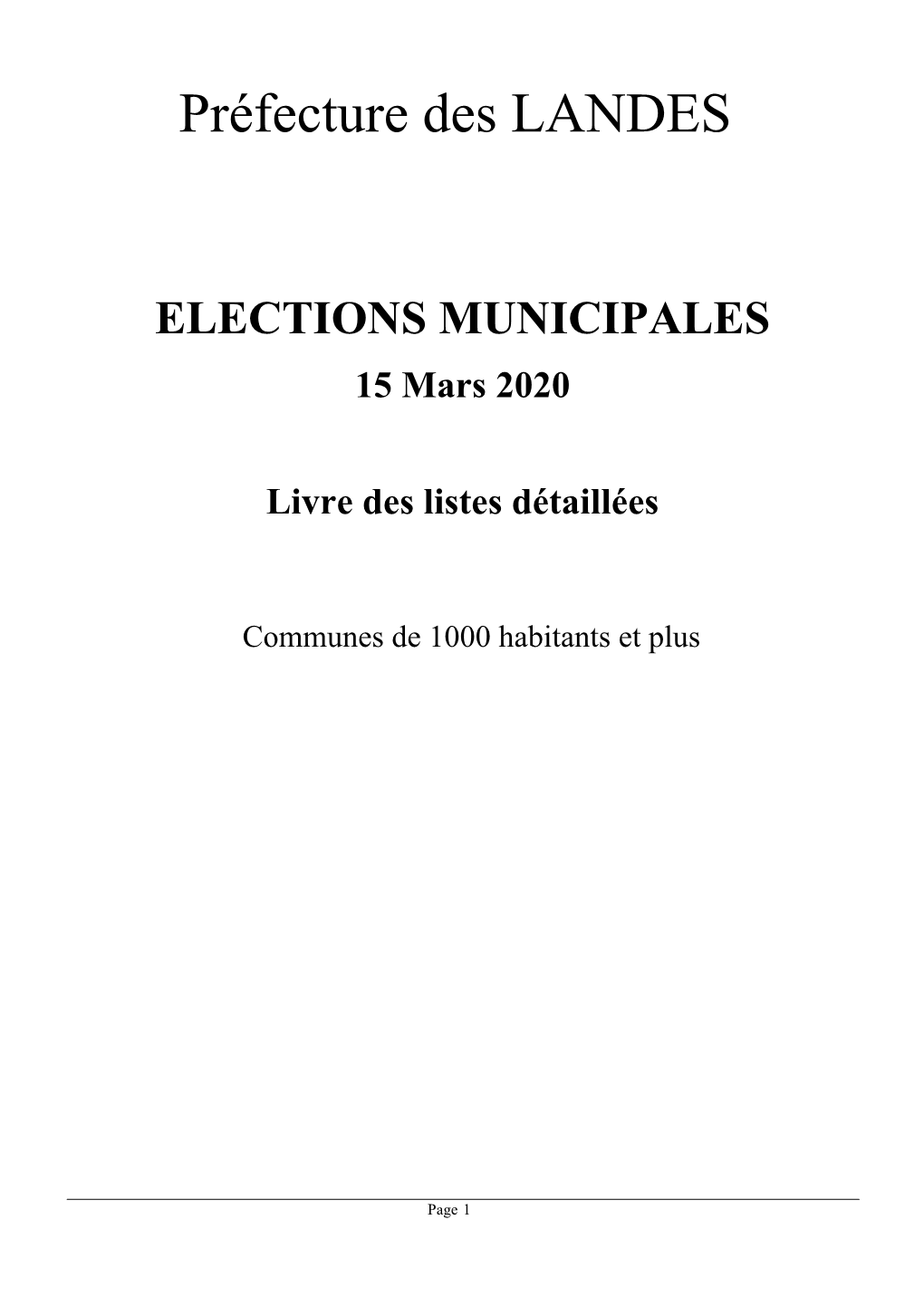 15 Mars 2020 Livre Des Listes Détaillées