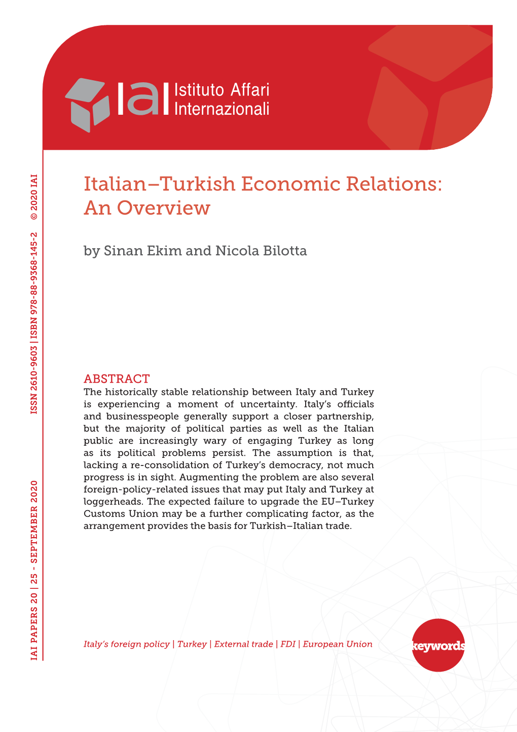 Italian-Turkish Economic Relations: an Overview