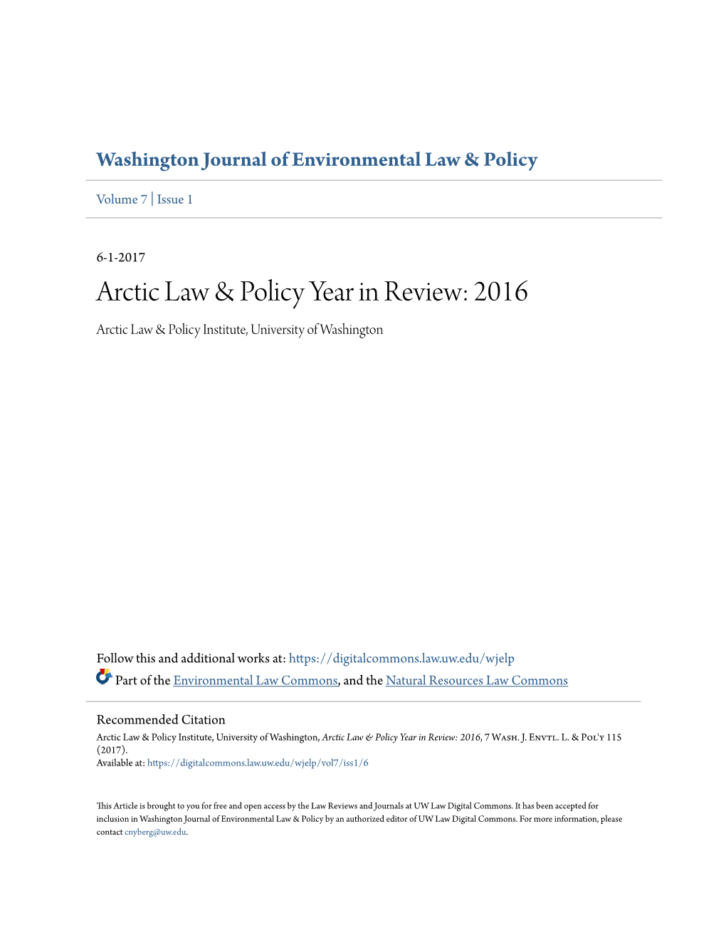 Arctic Law & Policy Year in Review