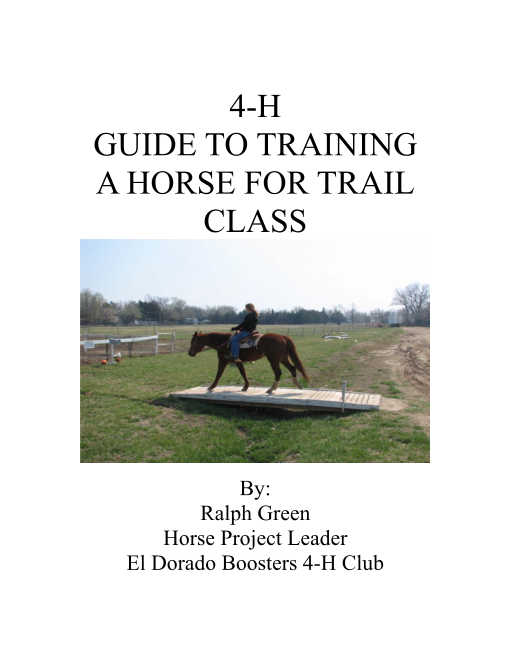 4-H Guide to Training a Horse for Trail Class