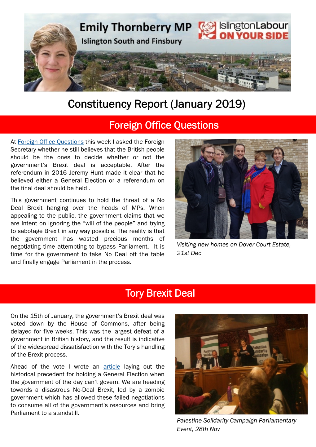 Constituency Report (January 2019) Foreign Office Questions
