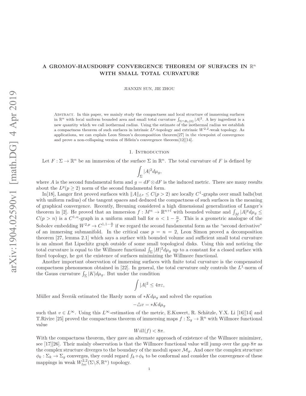 A Gromov-Hausdorff Convergence Theorem of Surfaces in $\Mathbb {R