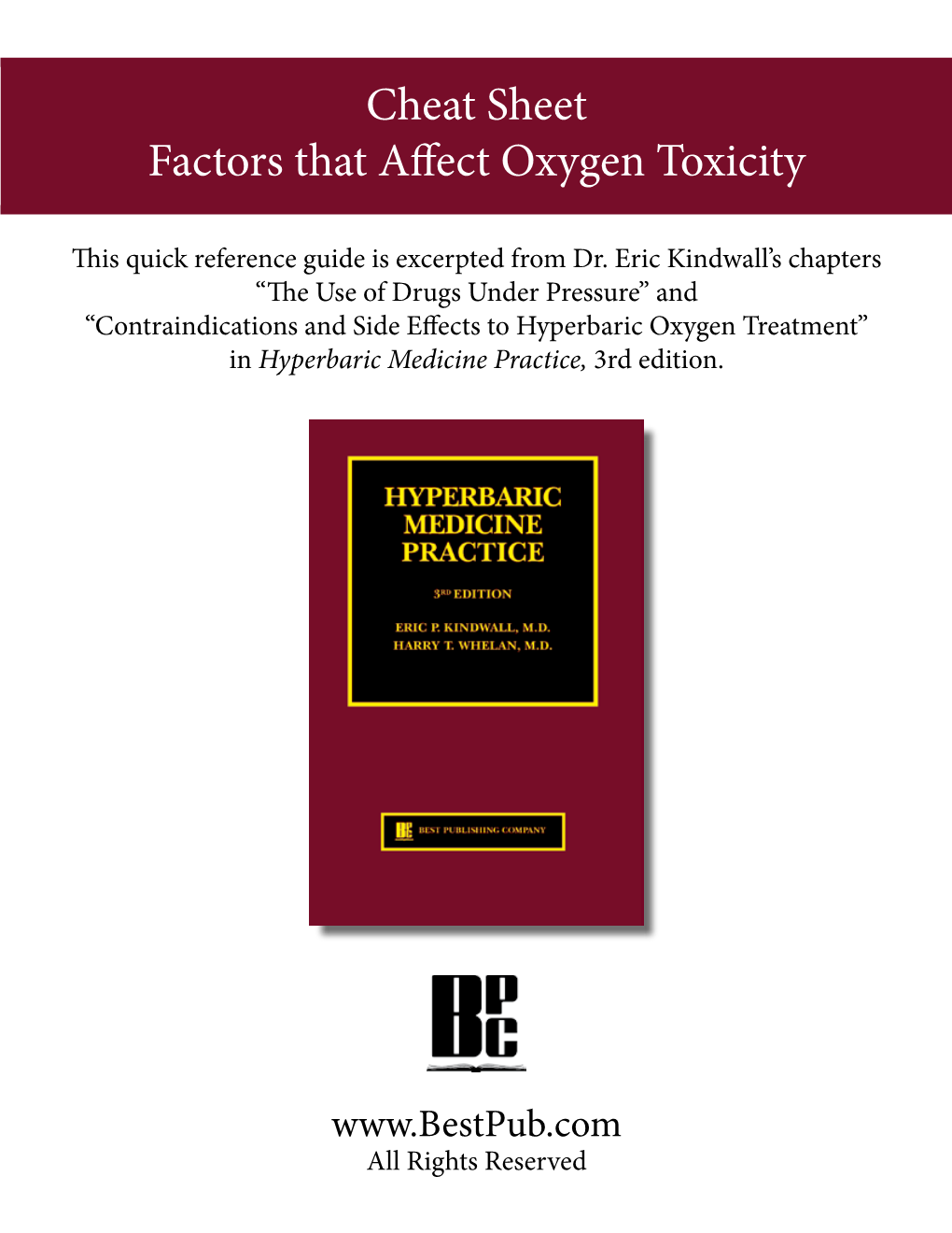 Cheat Sheet Factors That Affect Oxygen Toxicity