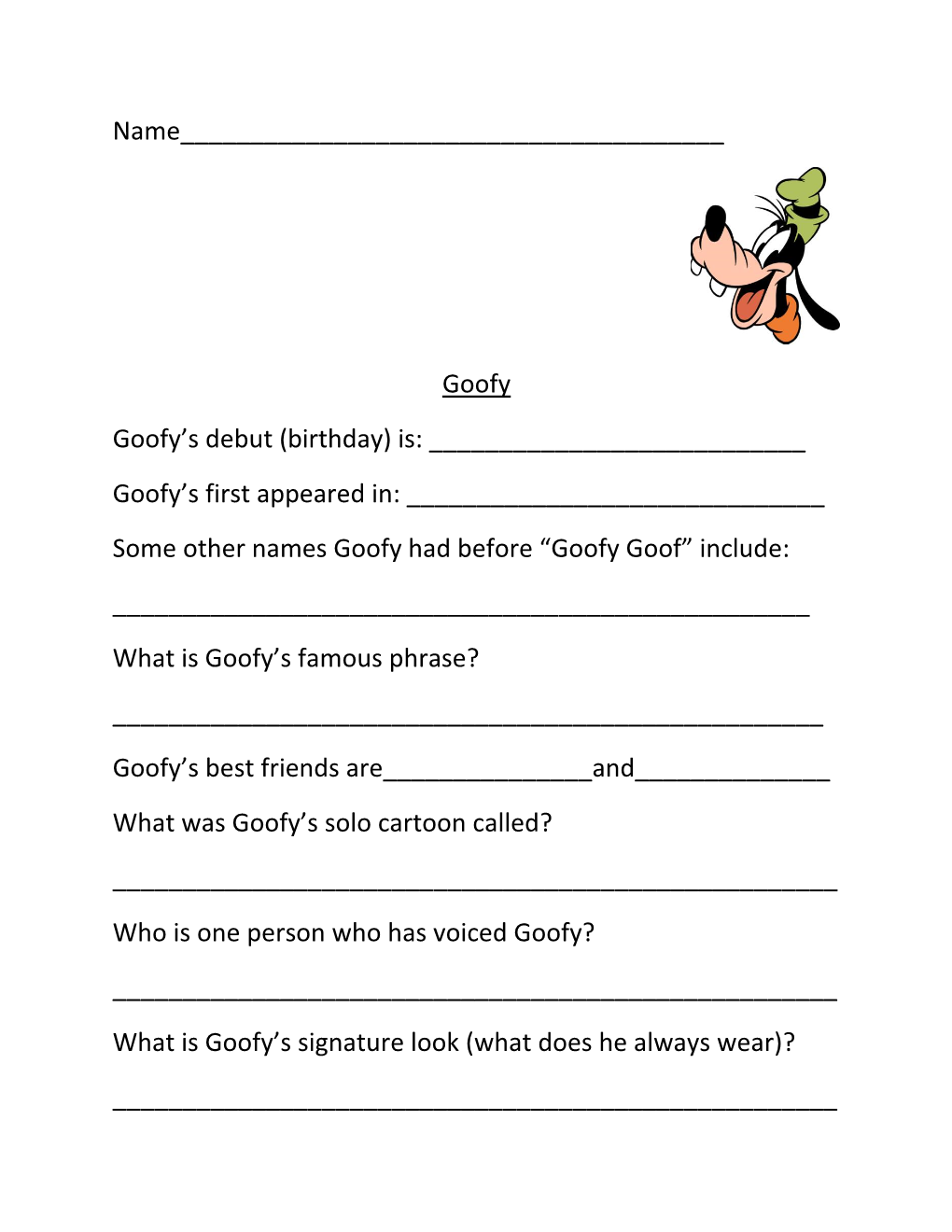 Goofy's First