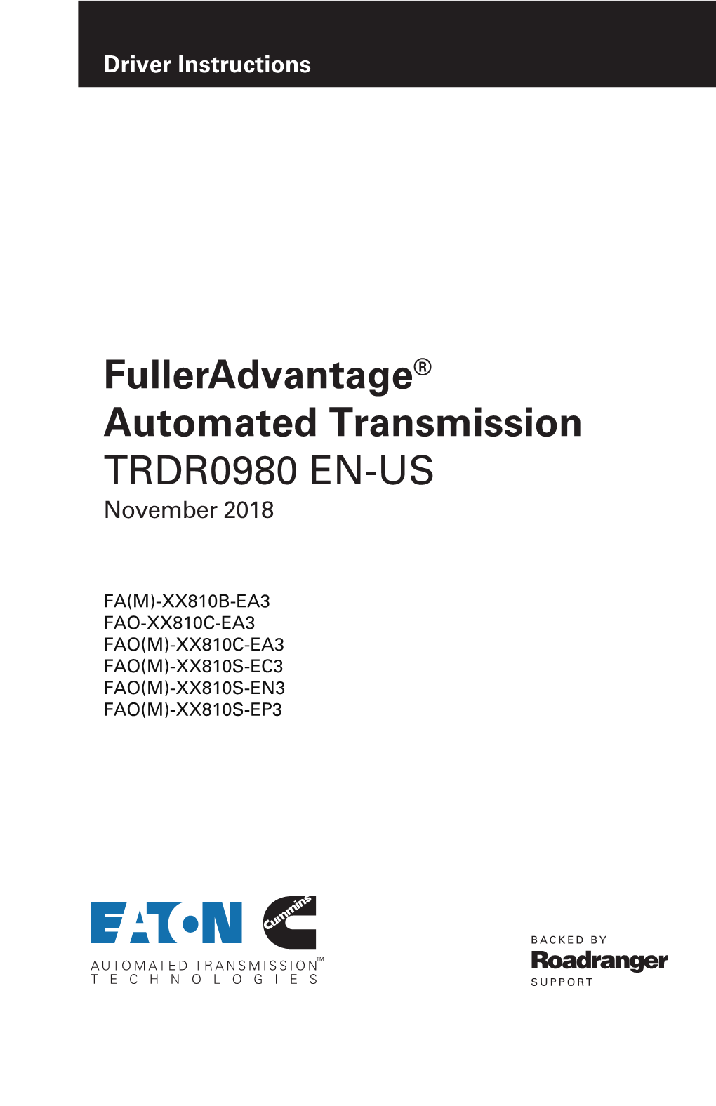 Fulleradvantage® Automated Transmission TRDR0980 EN-US November 2018