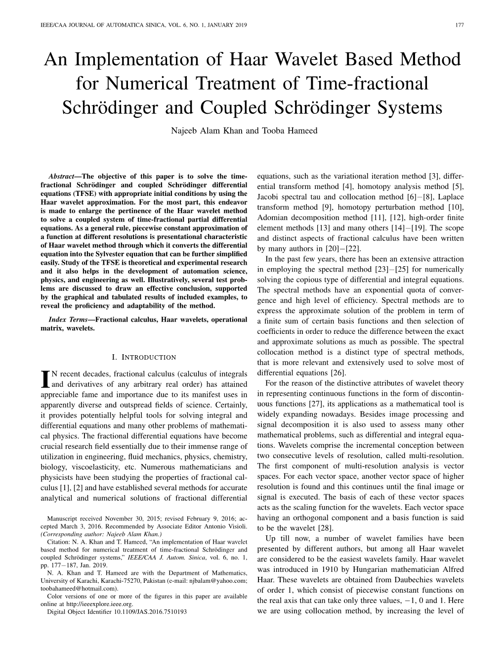 An Implementation of Haar Wavelet Based Method for Numerical