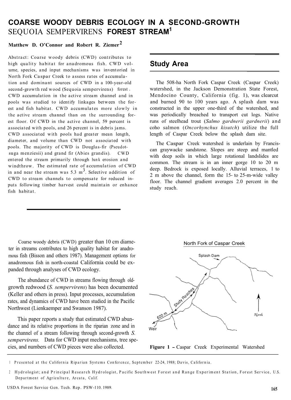 Coarse Woody Debris Ecology in a Second-Growth Sequoia Sempervirens Forest Stream1