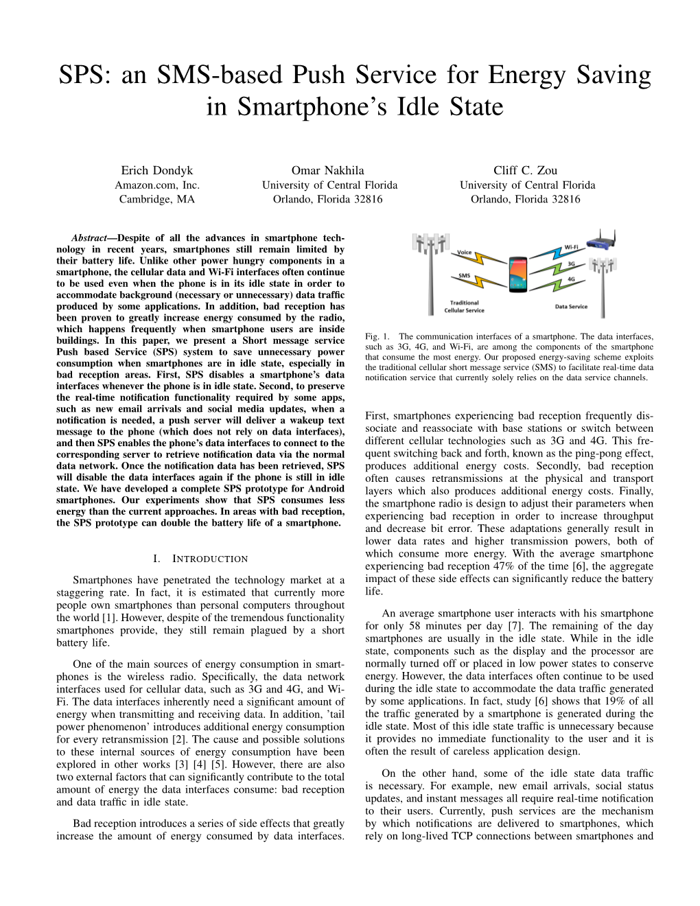 SPS: an SMS-Based Push Service for Energy Saving in Smartphone's Idle State