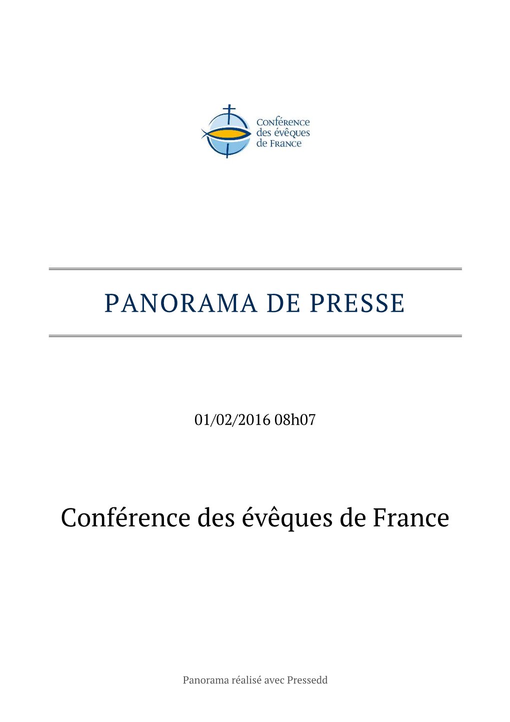 PANORAMA DE PRESSE Conférence Des Évêques De France