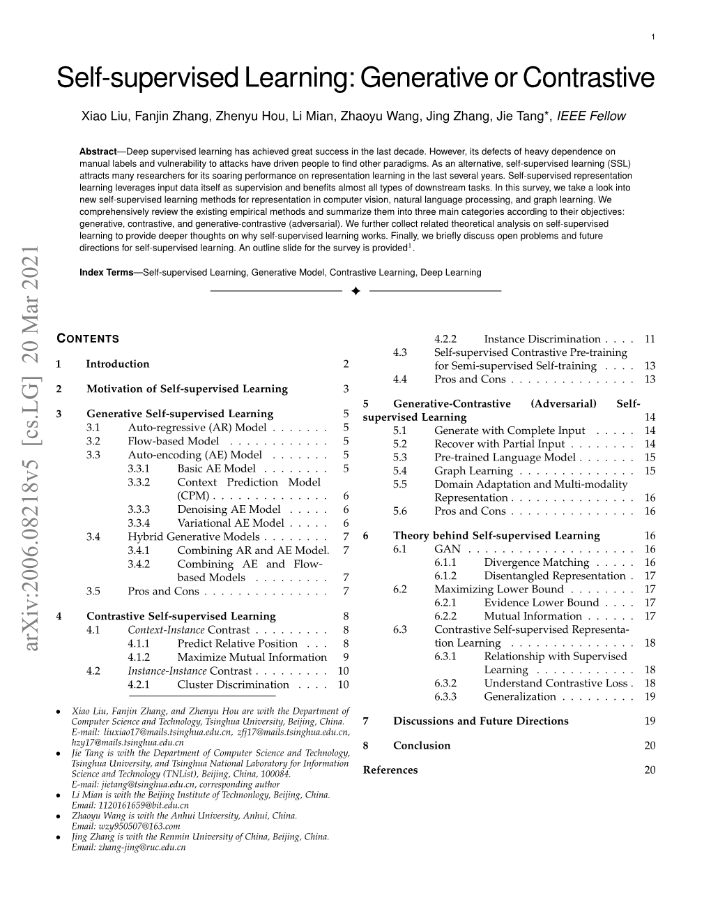 Self-Supervised Learning: Generative Or Contrastive