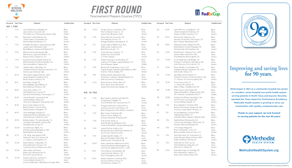 FIRST ROUND Tournament Players Course (TPC)