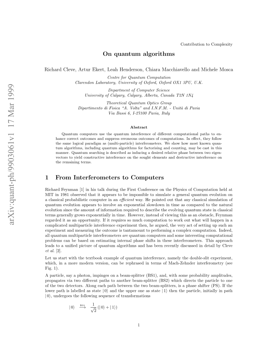 On Quantum Algorithms