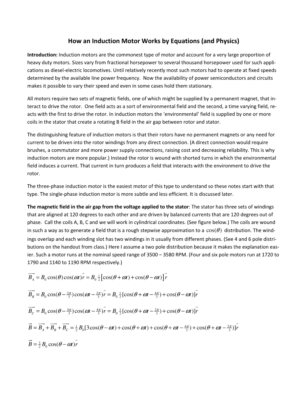 How an Induction Motor Works by Equations (And Physics)