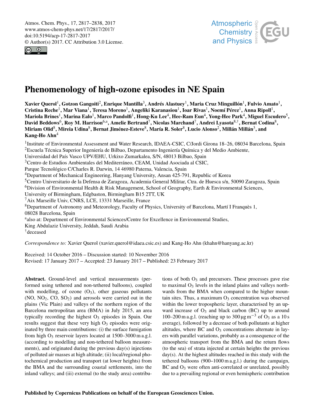 Phenomenology of High-Ozone Episodes in NE Spain