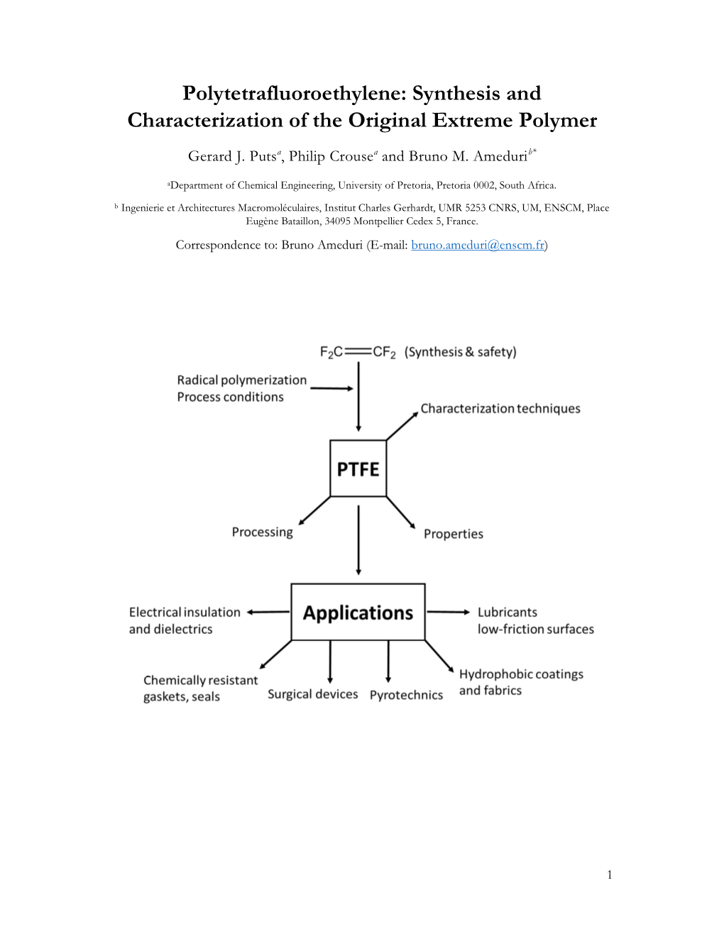 Polytetrafluoroethylene: Synthesis and Characterization of the Original Extreme Polymer