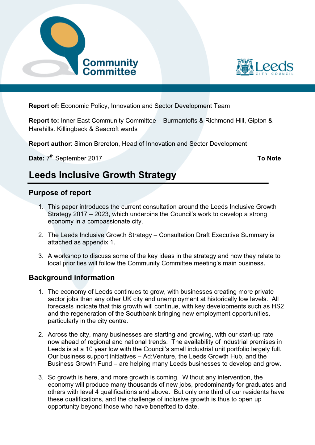 Leeds Inclusive Growth Strategy
