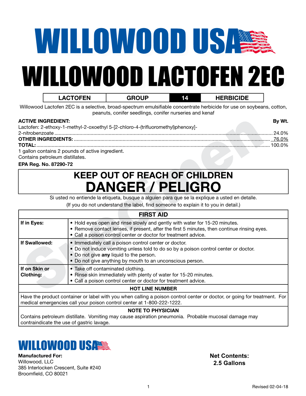 Willowood Lactofen