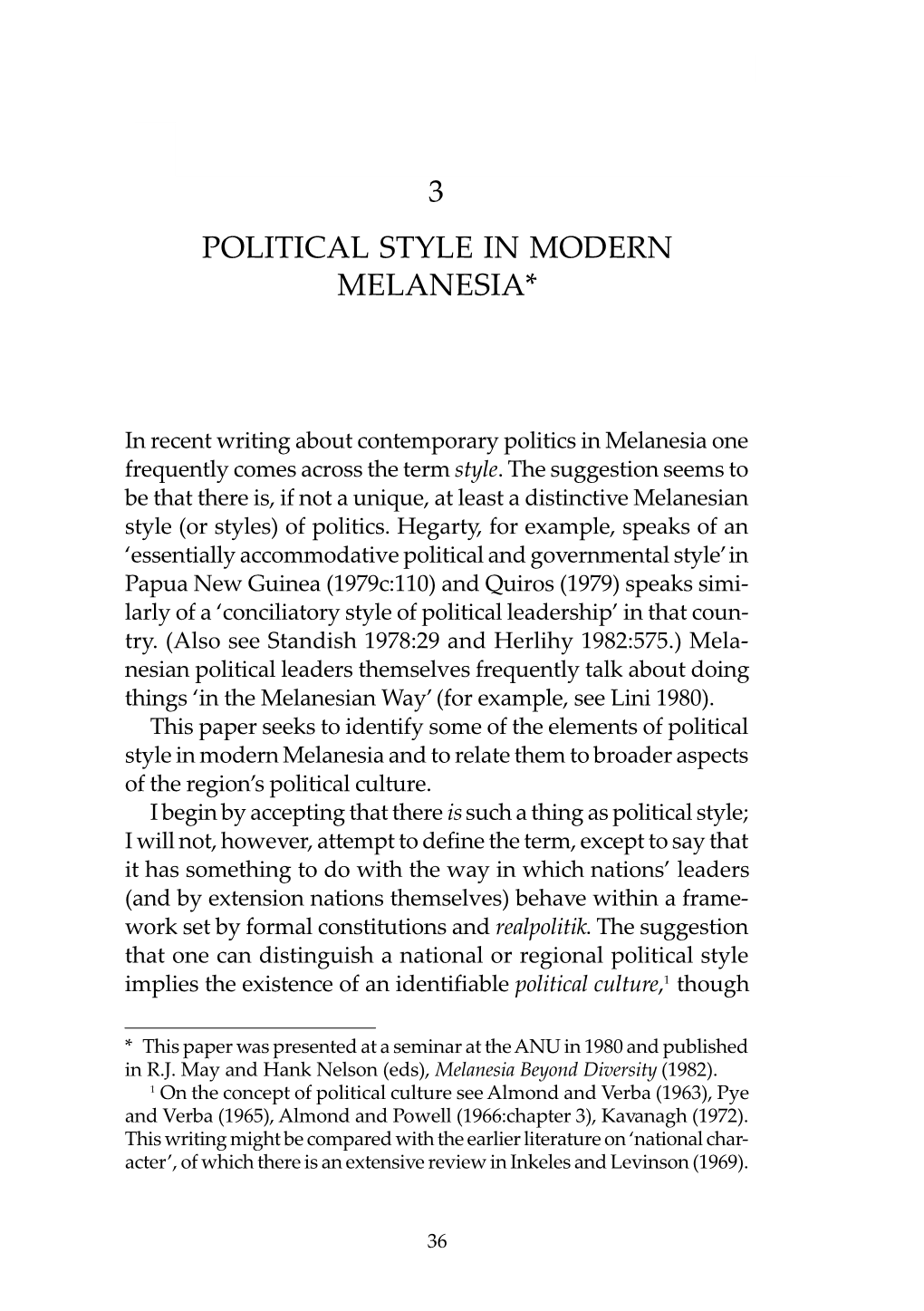 3 Political Style in Modern Melanesia*