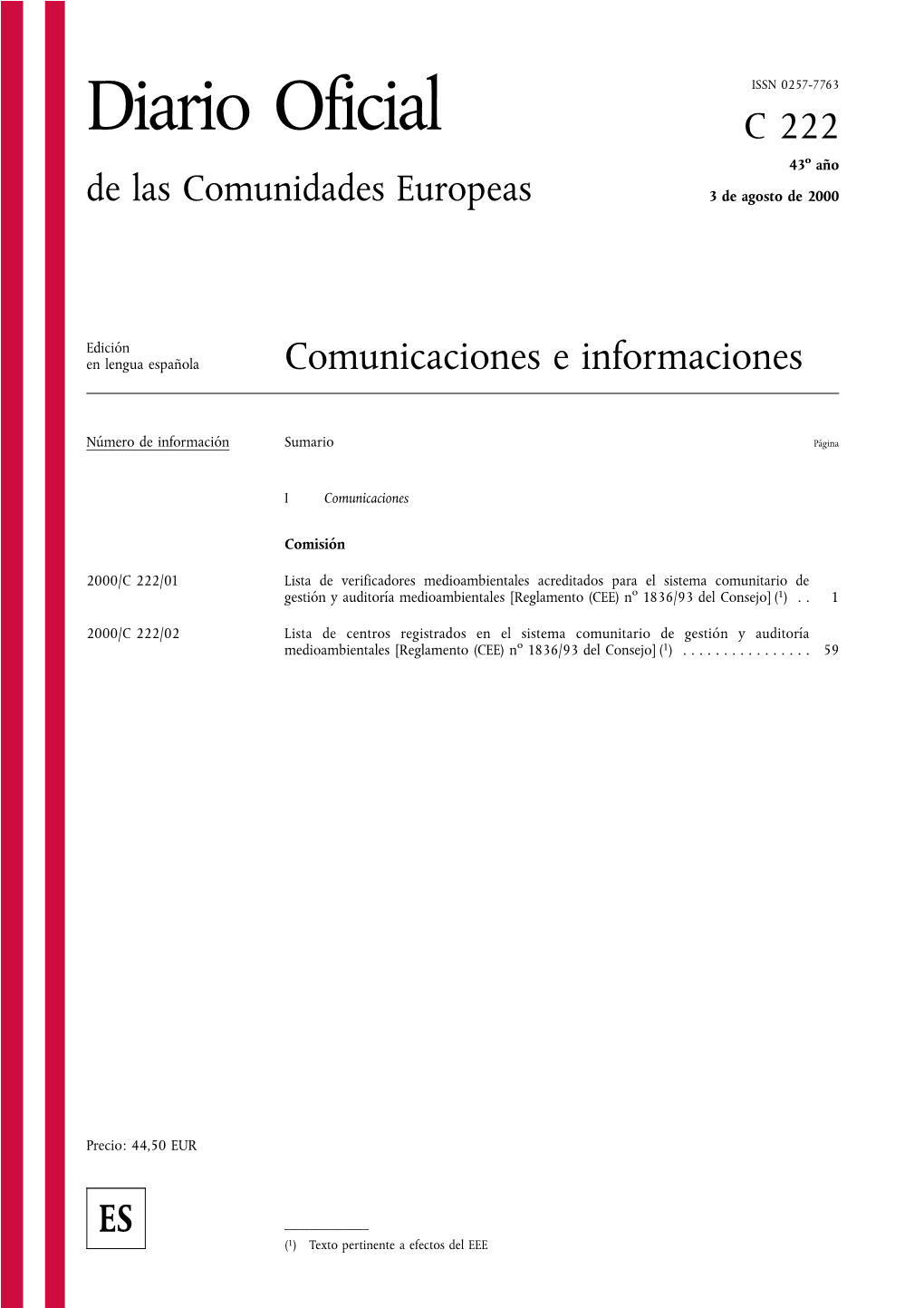 Diario Oficial C 222 43O An˜ O De Las Comunidades Europeas 3 De Agosto De 2000