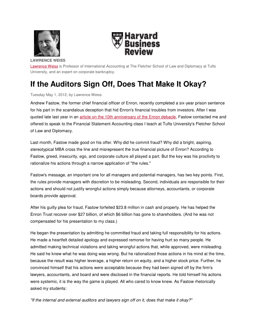 If the Auditors Sign Off, Does That Make It Okay?