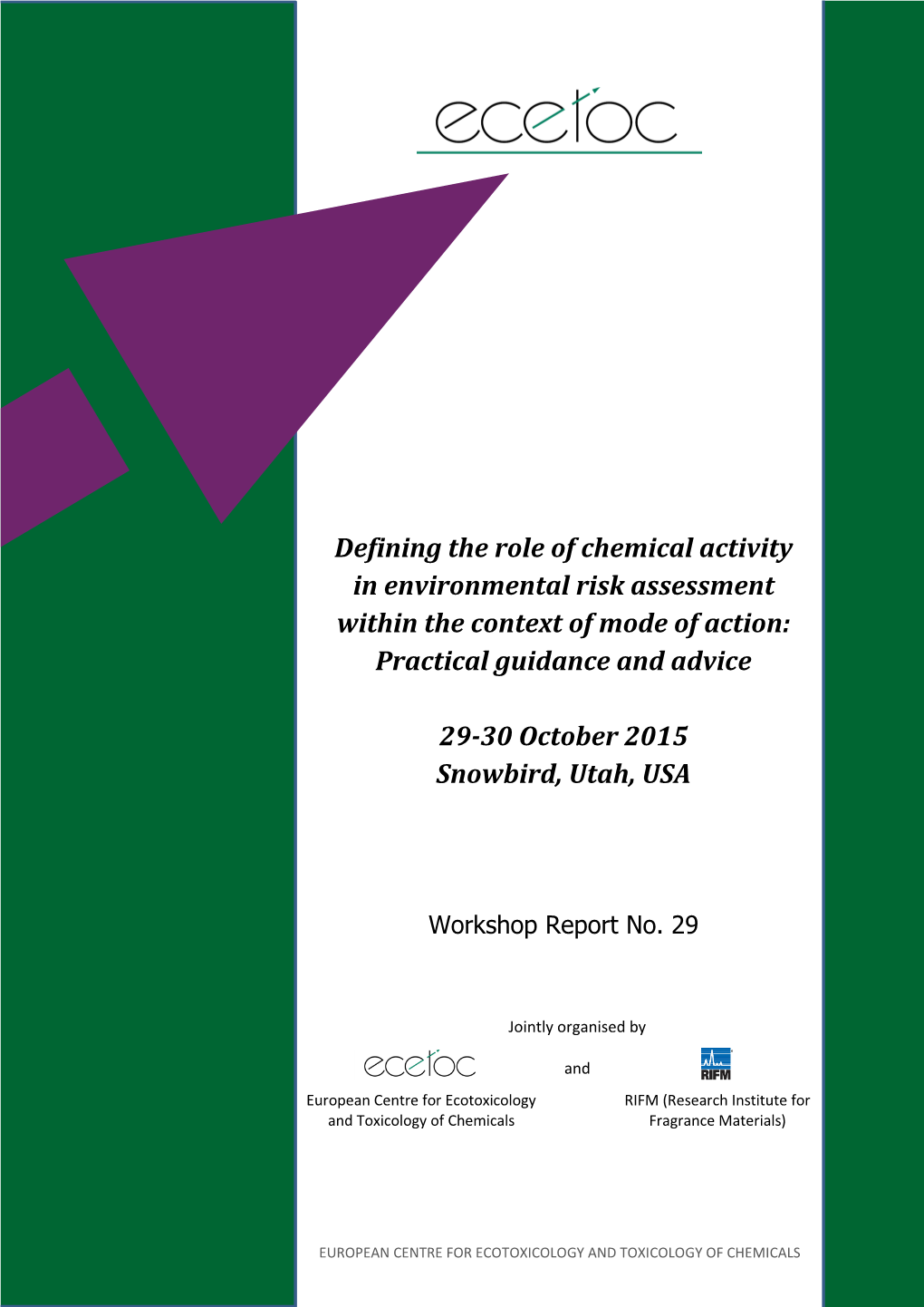 Defining the Role of Chemical Activity in Environmental Risk Assessment Within the Context of Mode of Action: Practical Guidance and Advice