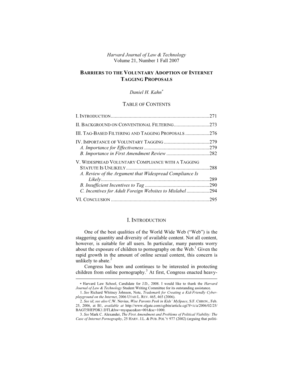 Barriers to the Voluntary Adoption of Internet Tagging Proposals