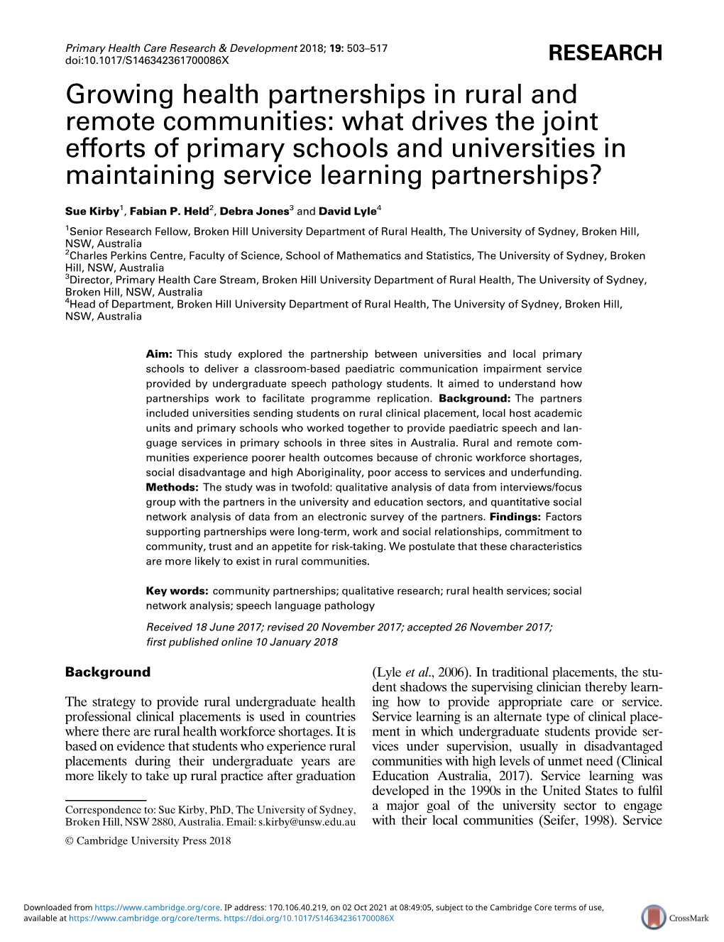 Growing Health Partnerships in Rural and Remote Communities