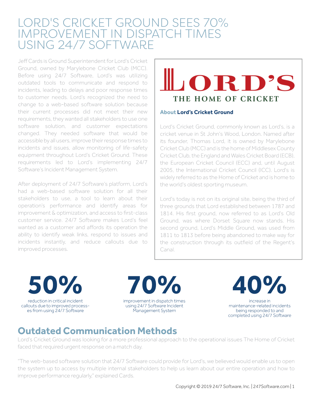 Lord's Cricket Ground Case Study