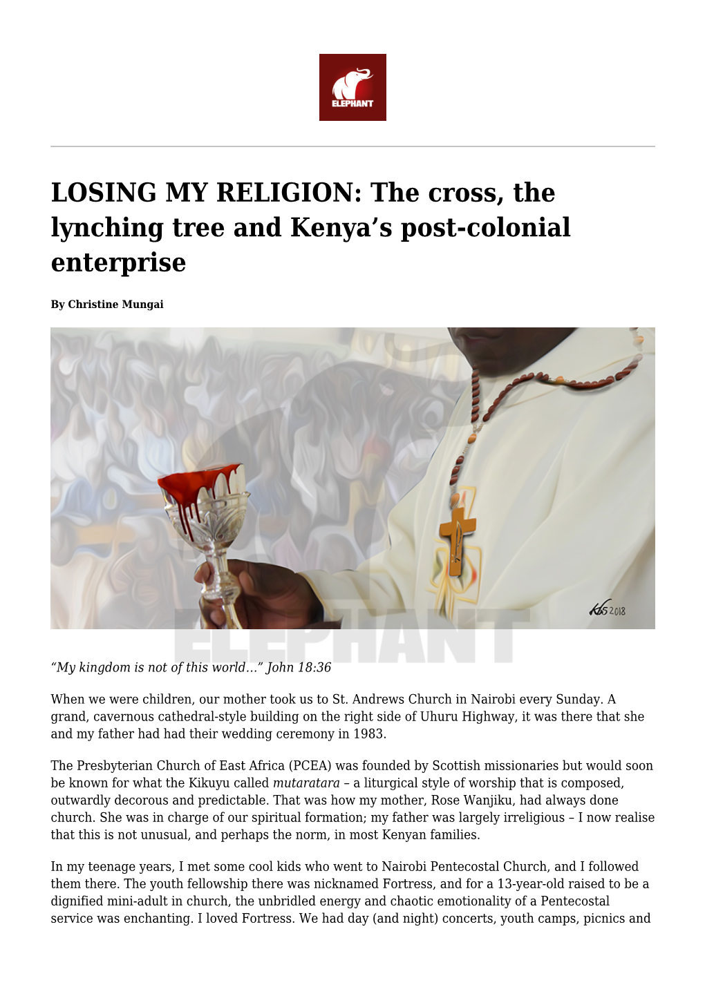 LOSING MY RELIGION: the Cross, the Lynching Tree and Kenya's Post