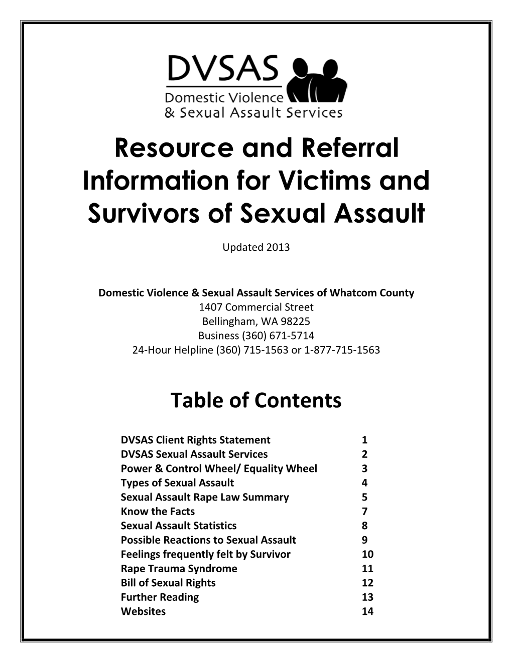Sexual Assault Resource Packet