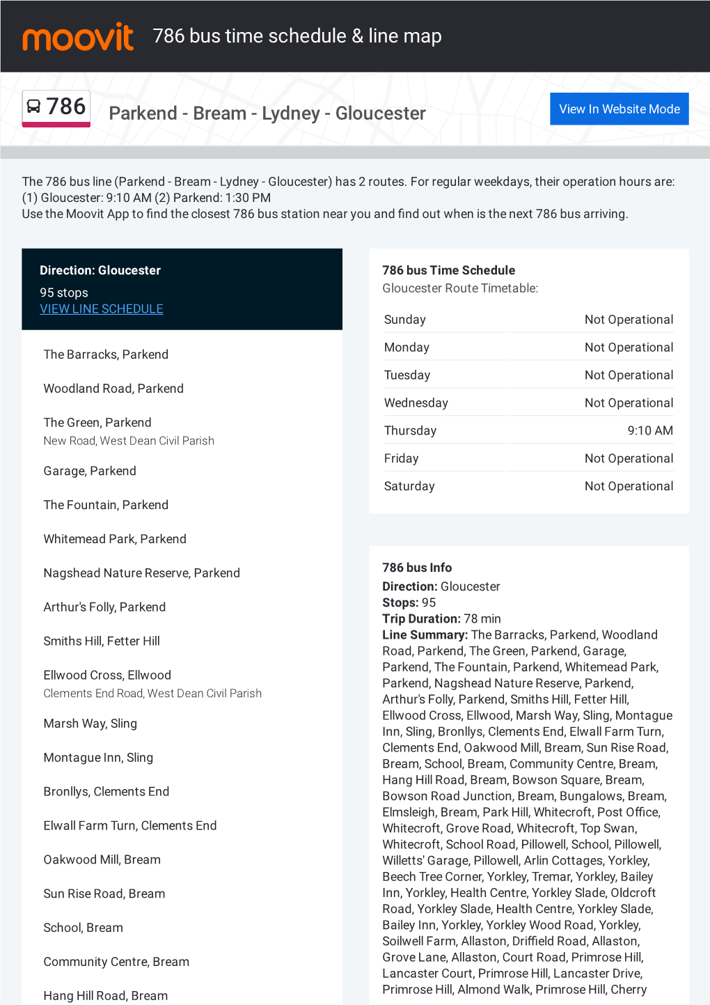 786 Bus Time Schedule & Line Route