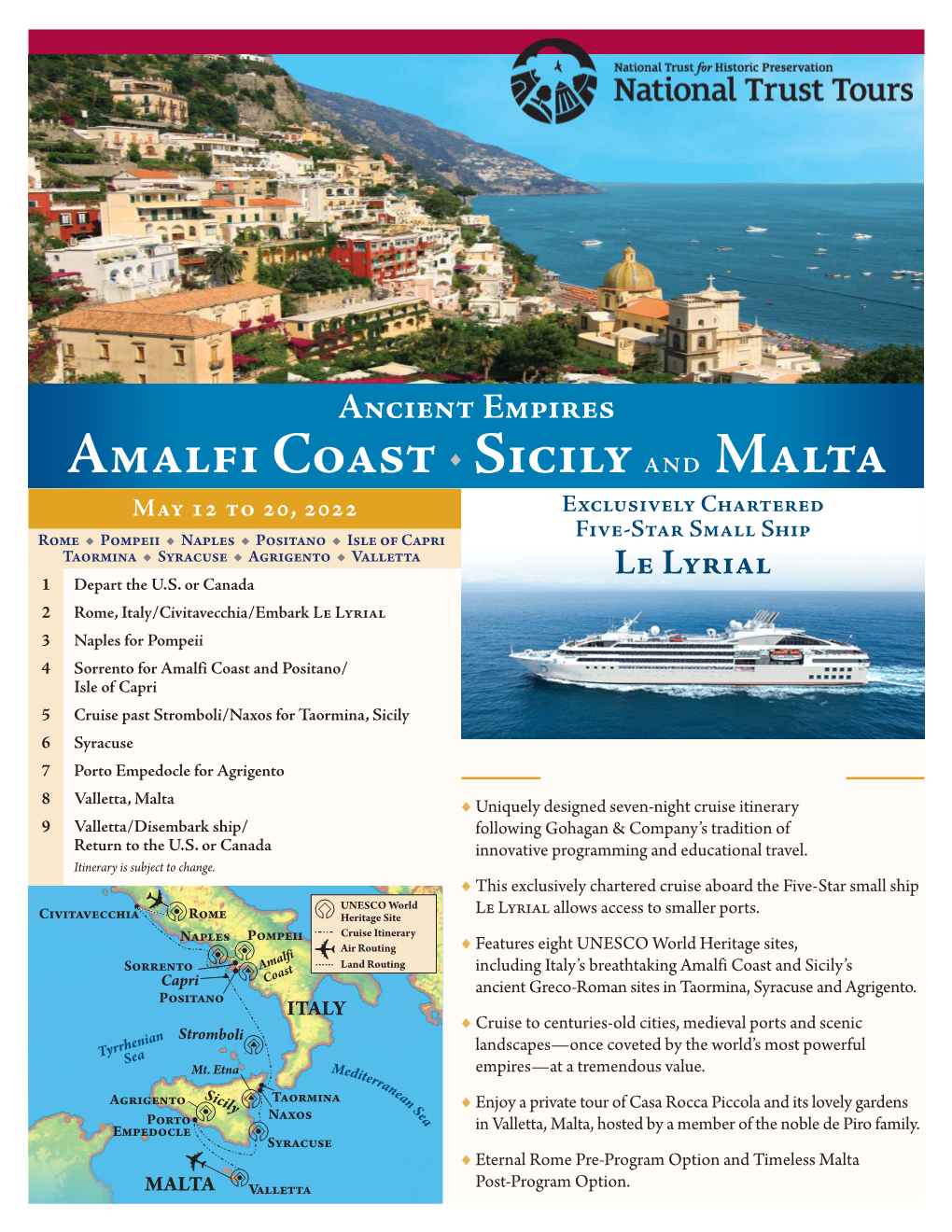 Amalfi Coast Sicily and Malta