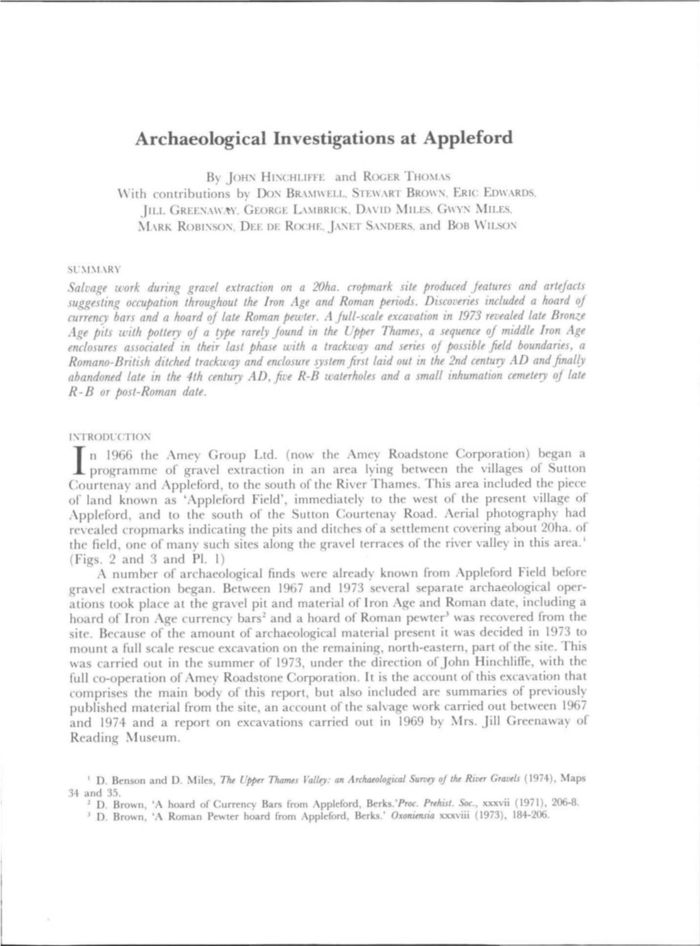 Archaeological Investigations at Appleford