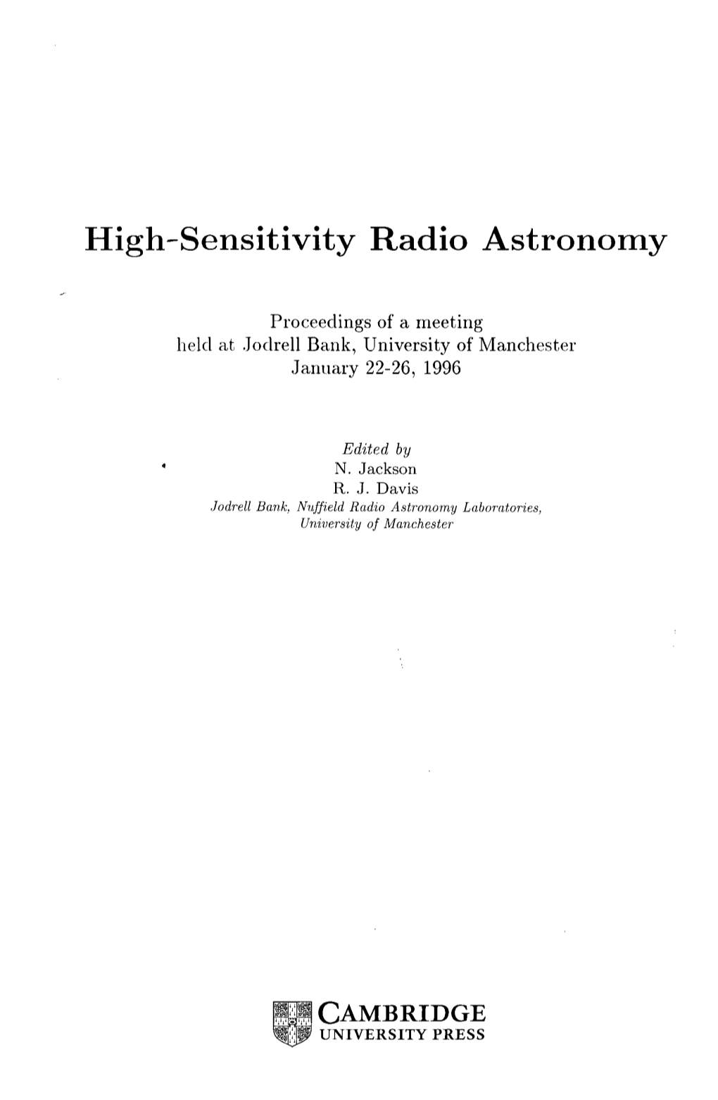 High-Sensitivity Radio Astronomy