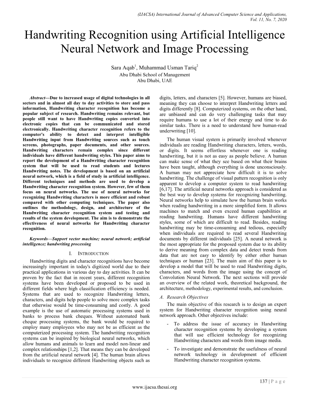 Handwriting Recognition Using Artificial Intelligence Neural Network and Image Processing