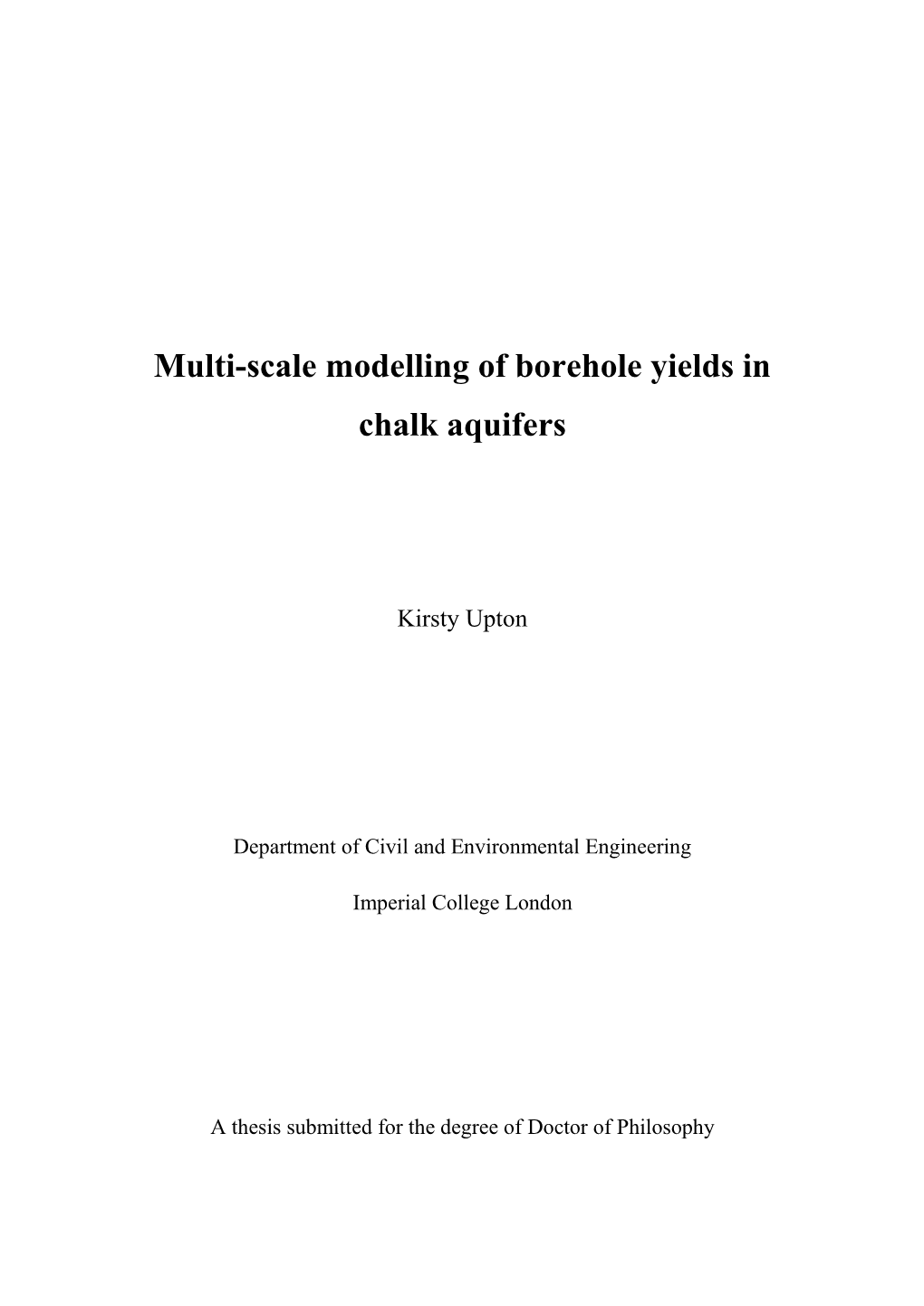 Multi-Scale Modelling of Borehole Yields in Chalk Aquifers