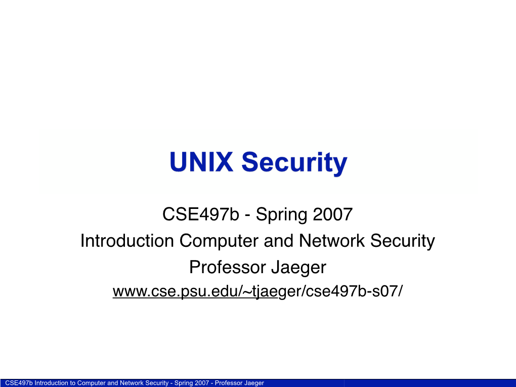 UNIX Security