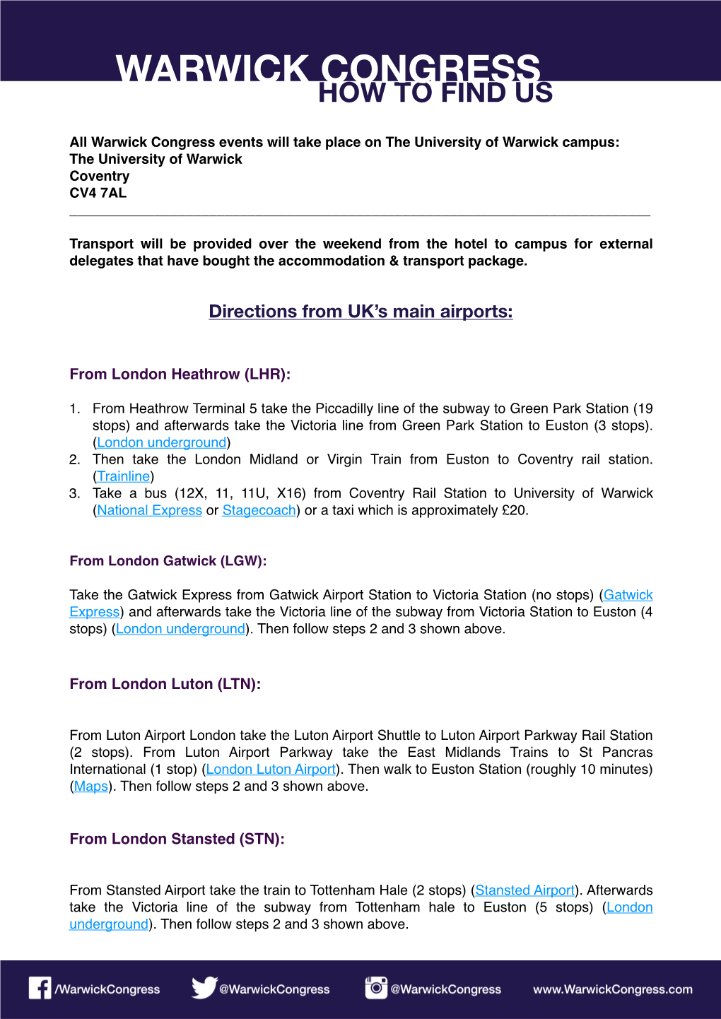 Transport Guide for Externals