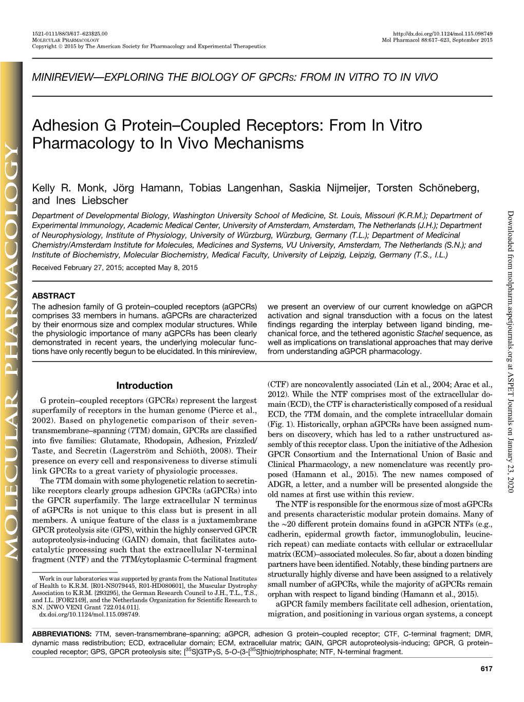 Adhesion G Protein-Coupled Receptors