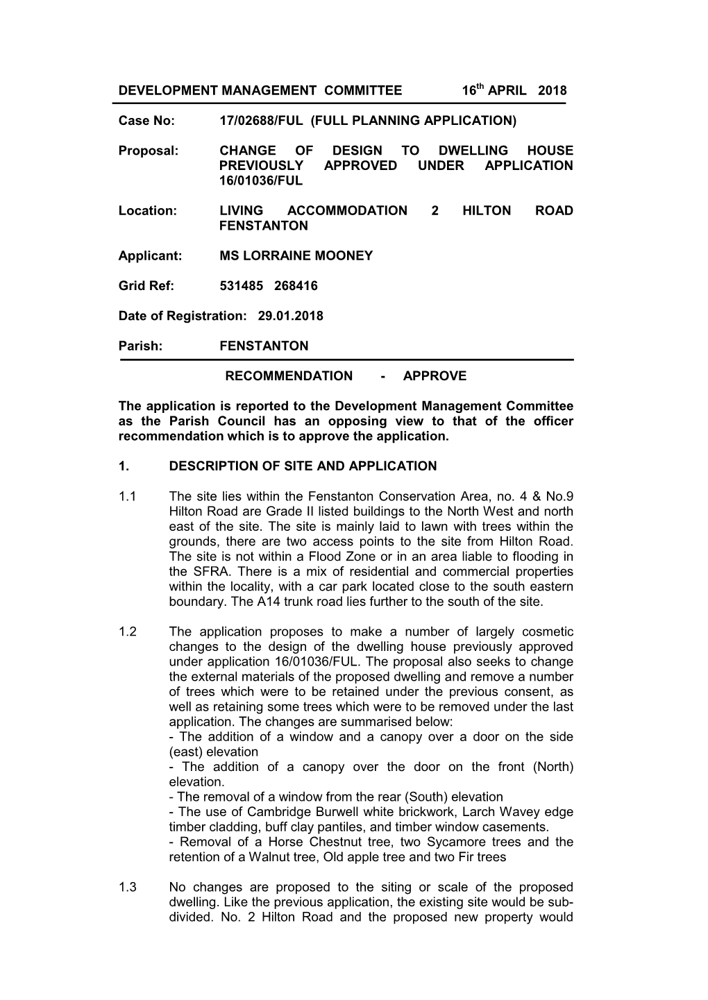 17/02688/FUL (FULL PLANNING APPLICATION) Proposal