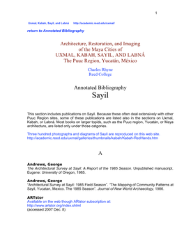Sayil, and Labná Return to Annotated Bibliography