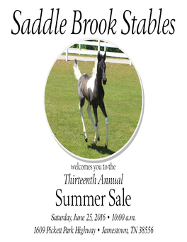 Summer Sale Saturday, June 25, 2016 • 10:00 A.M