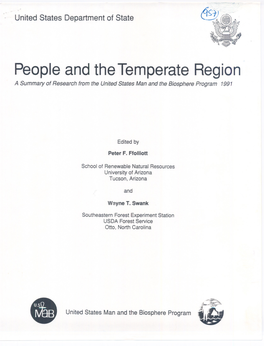 People and the Temperate Region a Summary of Research from the United States Man and the Biosphere Program 1991