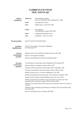 Curriculum Vitae Neil Young Qc