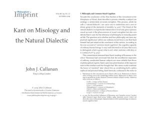 Kant on Misology and the Natural Dialectic