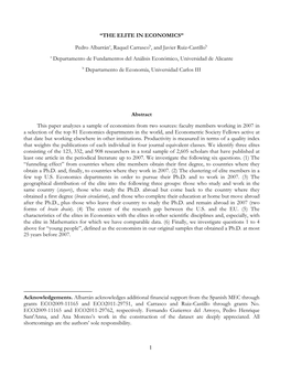 The Elites in Economics with the Elites in Other Scientific Disciplines And, Especially, with the Elite in Mathematics for Which We Have Comparable Data