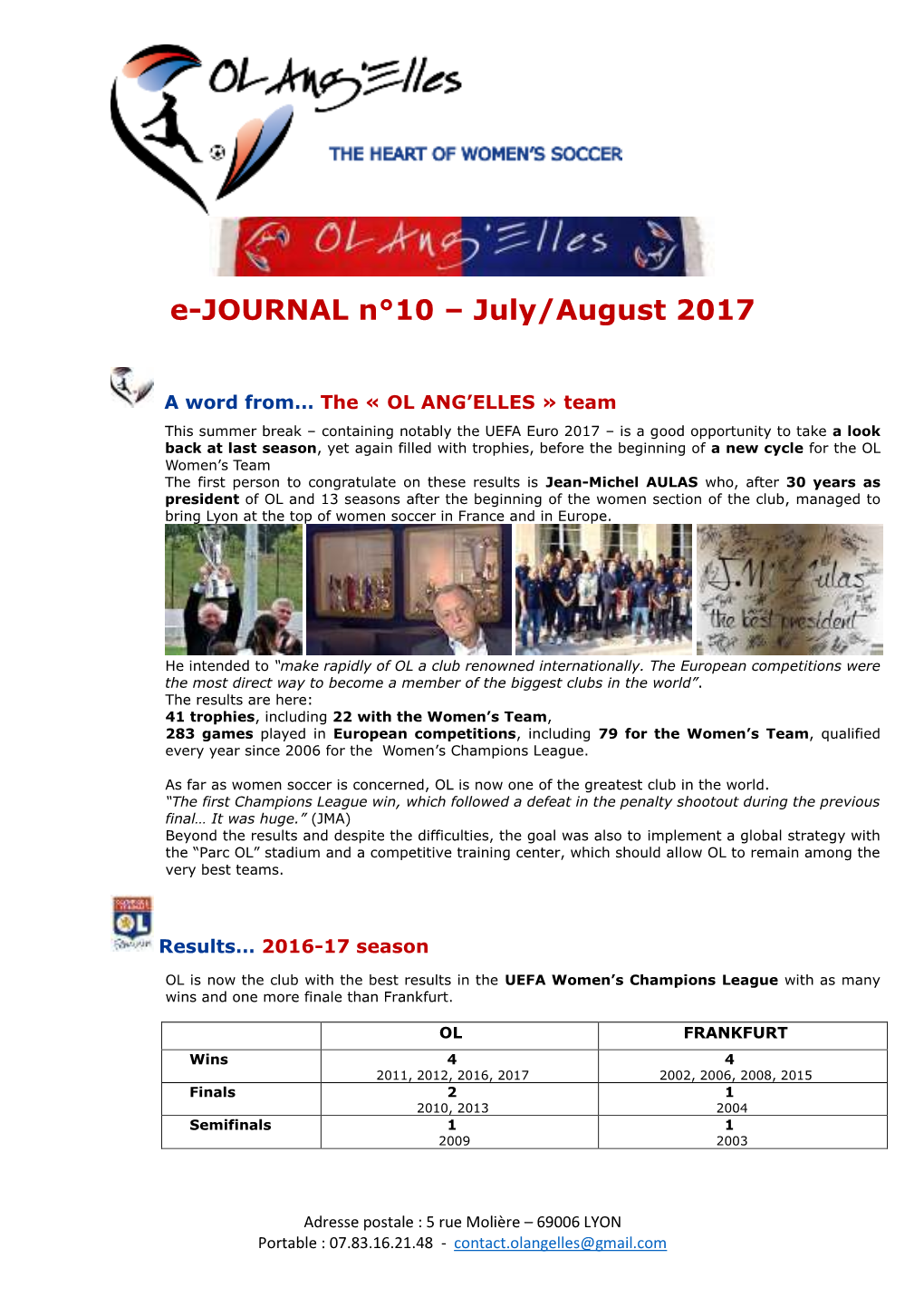 E-JOURNAL N°10 – July/August 2017