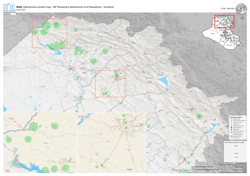 IDP Temporary Settlements and Populations - Kurdistan CCCM - IRAQ IMU 26 Apr 2017